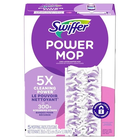 Swiffer Swiffer Power Mop 15.4 in. Wet and Dry Microfiber Mop Refill 5 pk 80723036